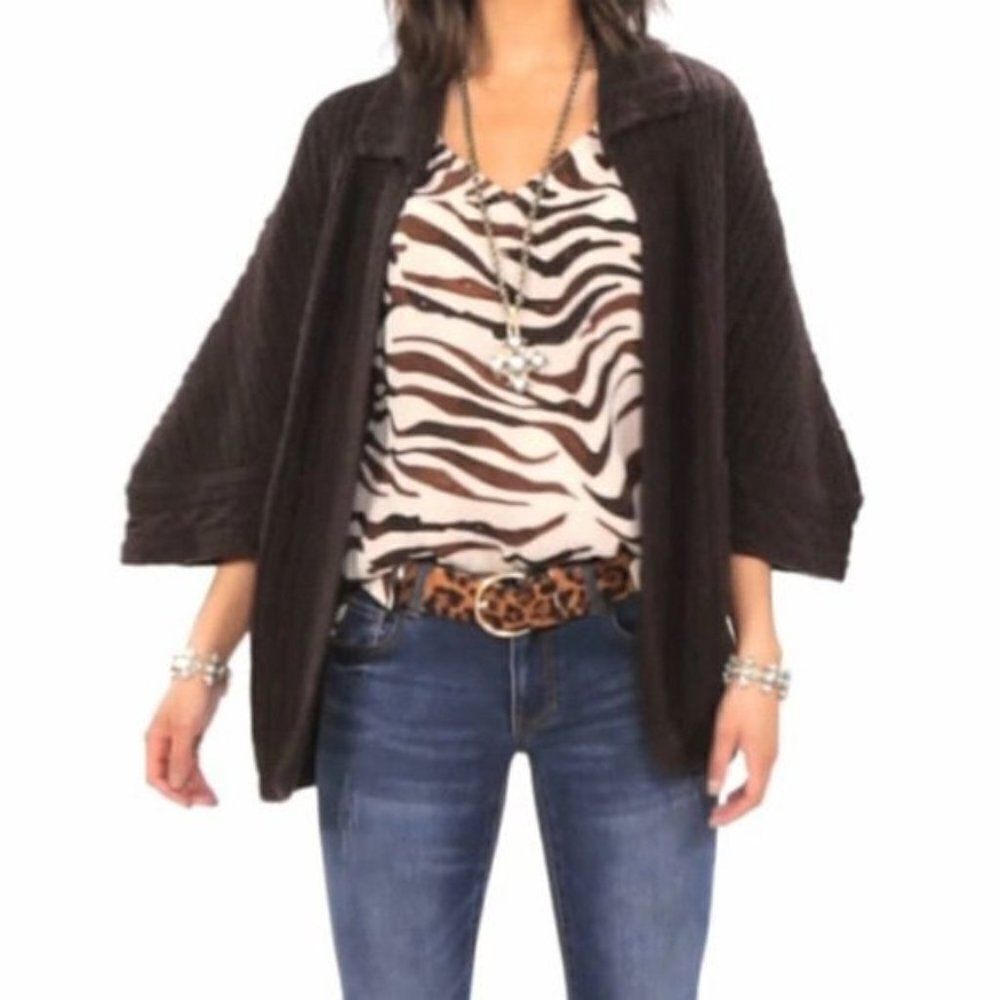 CABI Repose Cape Sweater 3/4 Sleeves Brown XS/S #3702 EUC